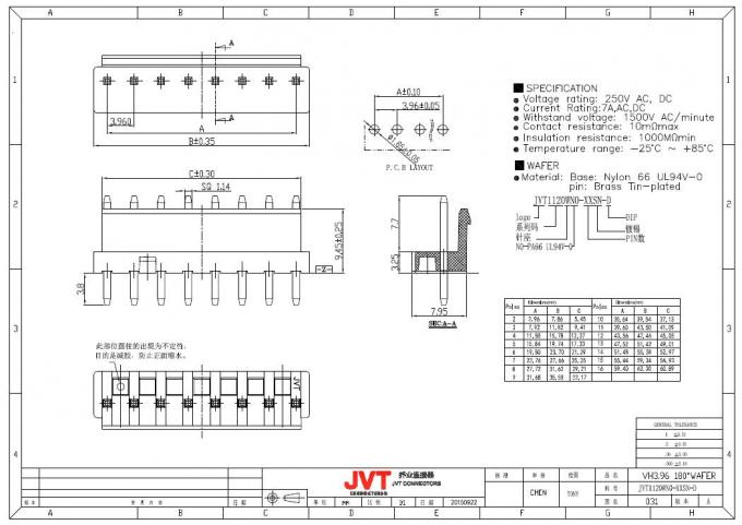 JST VH, 3.96mm Pitch Connector 2 Way 1 Row Shrouded , Top  Entry PCB Header , Through Hole , Solder Termination